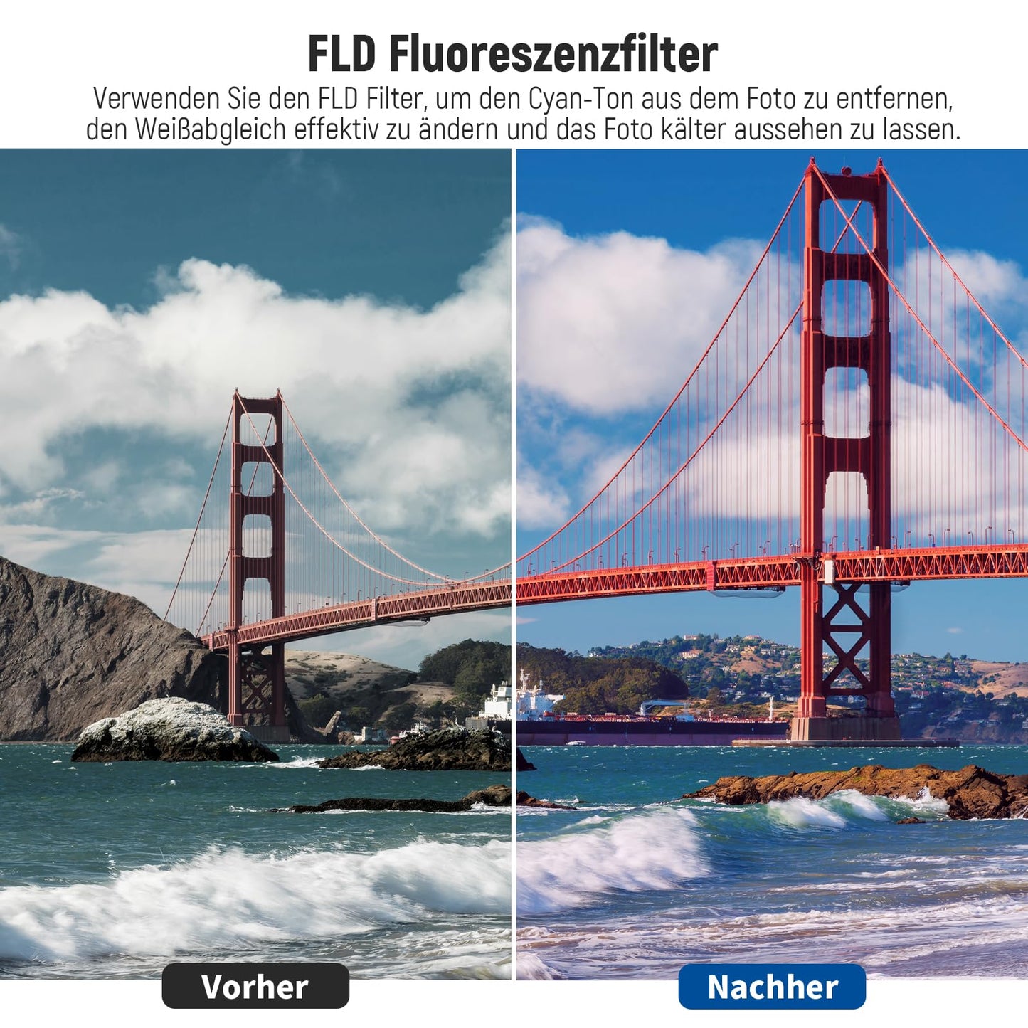 NEEWER 58mm Objektiv Filter Set: UV, CPL, FLD, ND2, ND4, ND8, Gegenlichtblende und Objektivdeckel Kompatibel mit Canon Nikon Sony Panasonic DSLR Kameras mit 58mm Objektiv
