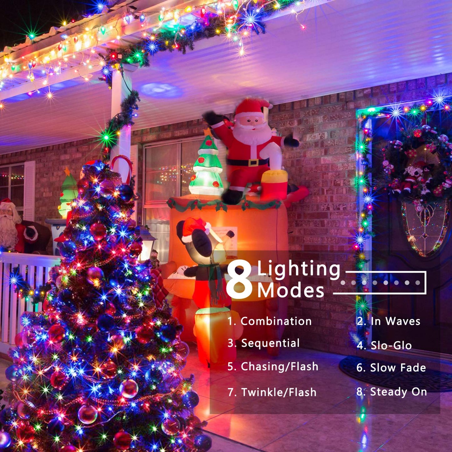 BrizLabs Weihnachtsbaum Lichterkette Außen, 50M 500 LED Bunt Lichterkette Innen Strom 8 Modi Wasserdicht Timer Weihnachten Beleuchtung für Zimmer Outdoor Party Hochzeit Baum Garten Balkon Deko