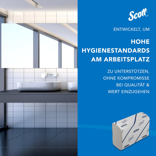 Scott Essential Papierhandtücher 6636 – Handtuchpapier mit Narrowfold, weiße Papierhandtücher, 12 Clips x 220 (insges. 2.640)