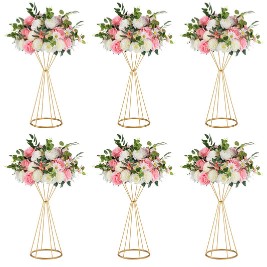 6 Stücke Metall Blume Trompete 50cm Höhe Vase Hochzeit Herzstück Vase Tischdekoration für Hochzeitstag Zeremonie Party Geburtstag Event Gang Dekoration