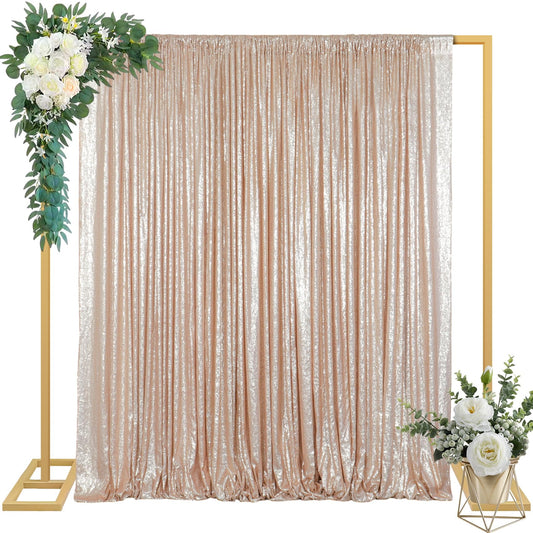 ShinyBeauty 4Ftx7FT Pailletten Hintergrund Vorhang 125x215 cmChampagner Hochzeit Hintergrund Glitter Hintergrund für Fotografie, Geburtstag, Hochzeit, Party Dekoration