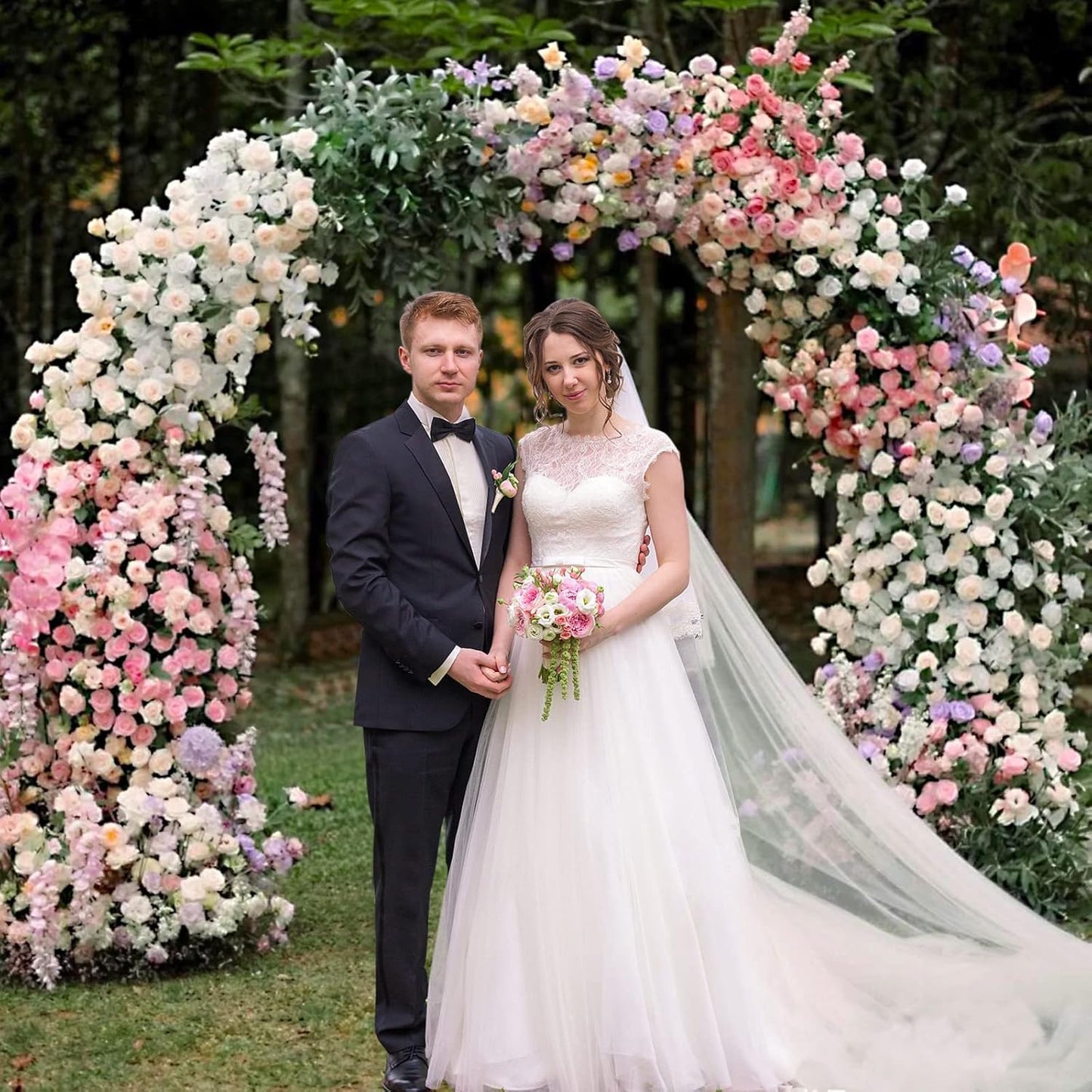 PlusFive 2,5M Hochzeitsbogen Gold Rundes Ballonbogen Kit Größ Metall Hochzeit Bogen Luftballon Bogen Gestell Ballon Ring Traubogen Ballon Girlande für Hochzeit Geburtstag Babyparty Dekoration