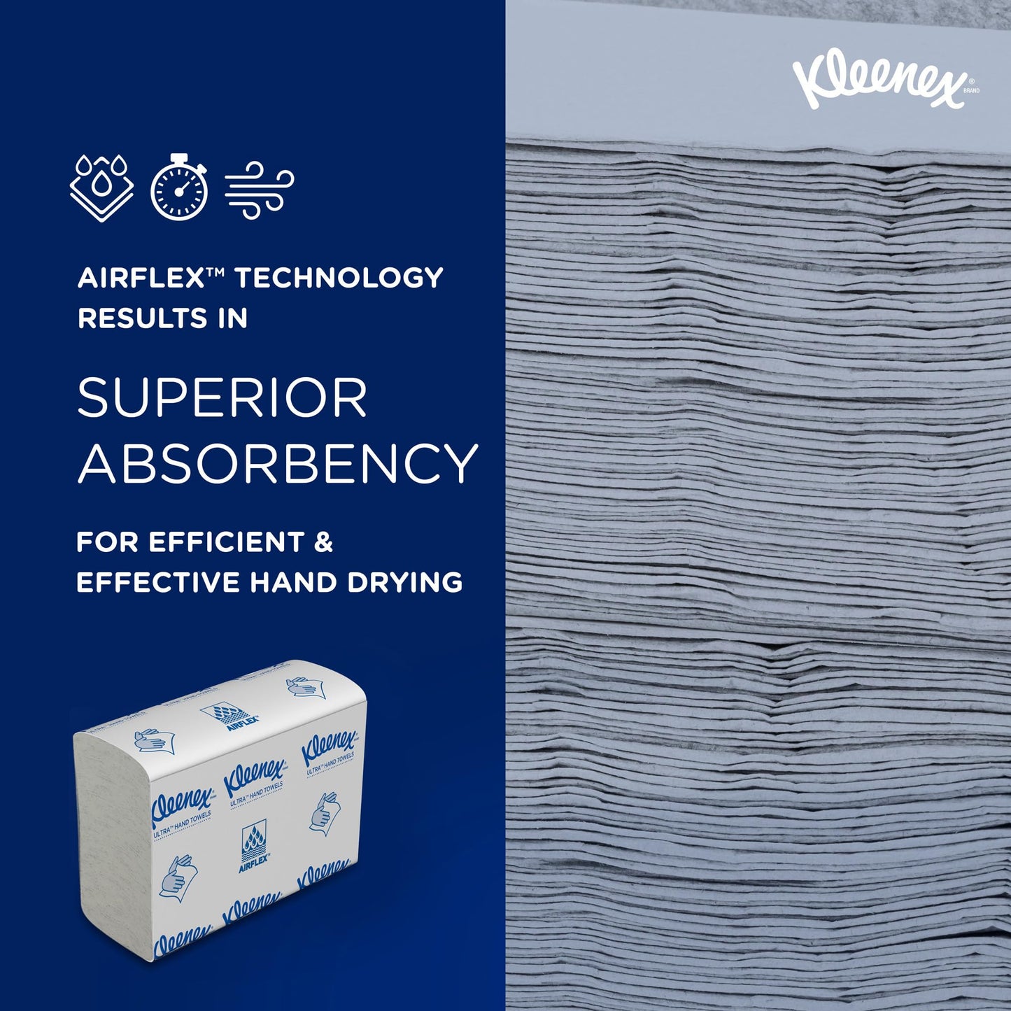 Kleenex Ultra Falt-Handtuchpapier 4633, weiß – 2-lagige Einmal-Papierhandtücher – 18 Packungen x 150 kleine Papierhandtücher (insges. 2.700)