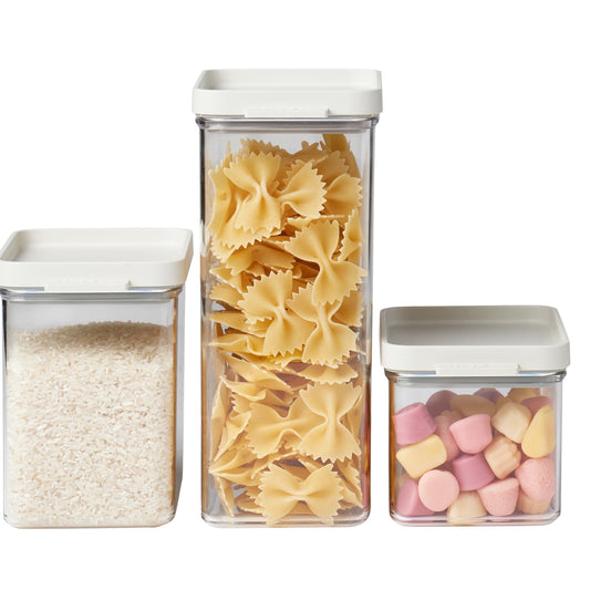Mepal Vorratsdosen mit Deckel 3er-Set - Vorratsbehälter Luftdicht & Stapelbar - Küchenaufbewahrung & Organisation - Spülmaschinenfest - 700 ml, 1100 ml & 2000 ml - Nordic white