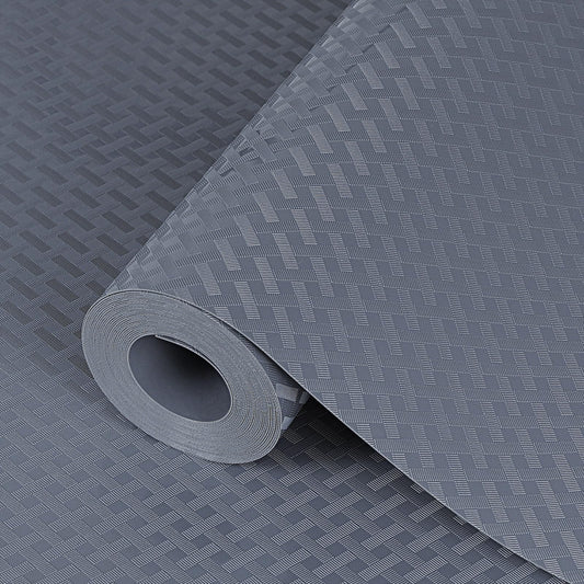 Hersvin Schubladenmatte 44.5cmx500cm Schrankpapier Schubladeneinlage Eva Wasserfest Nicht Klebende Unterlage Teppich für Küchenschränke (Grau/Gekreuzte Streifen)