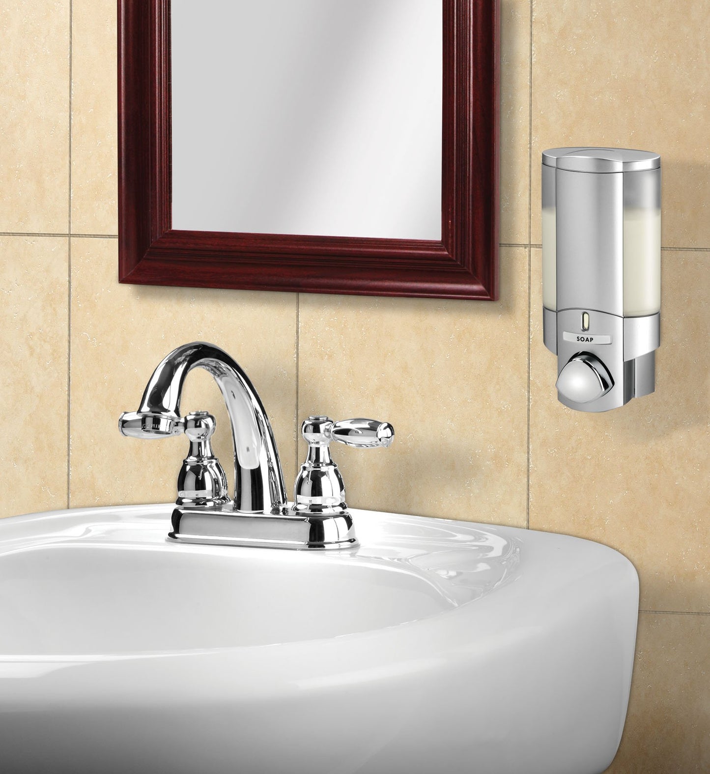 Better Living Aviva Seifenspender für 1 Flasche, Satin Silver 1-Chamber Satin-Silberfarben