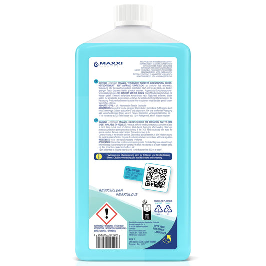Maxxi Clean | 750ml Bodenreiniger mit Frische-Duft | geeignet für alle Wischroboter | Universal Reiniger Konzentrat | Wischflüssigkeit für Boden, Parkett, Fliesen | Saugwischer-Reinigungsmittel