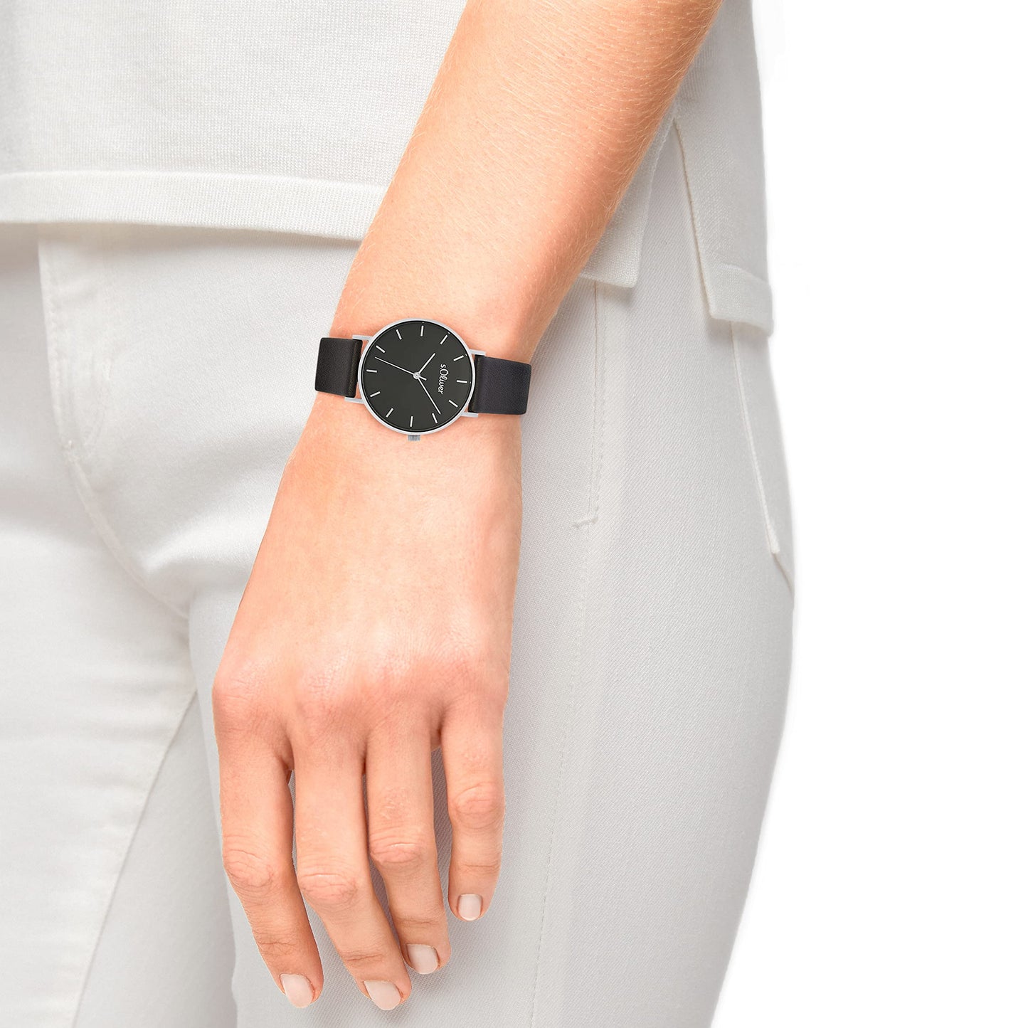 s.Oliver Armbanduhr Damen Quarzuhr Analog, mit Leder Armband, Silber, 3 bar Wasserdicht, Kommt in Uhren Geschenk Box,