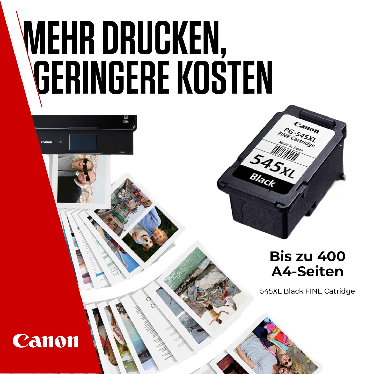 Canon Tinte - PG-545XL Original Drucker Tintenpatrone Schwarz mit hoher Reichweite - Druckt bis zu 400 A4-Seiten (1 x druckerpatrone)