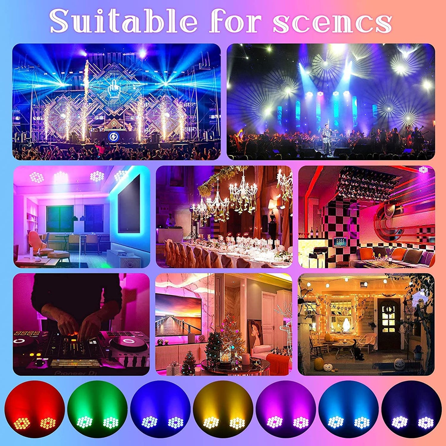 DELIBANG LED Par Scheinwerfer 200W 18 LED Bühnenlicht Strahler Discolicht Partylicht,8CH Par LED Licht RGBW DMX Strobe Sound Aktiv Modus Beleuchtung DJ Lichteffekt für Show Bar KTV Party Halloween