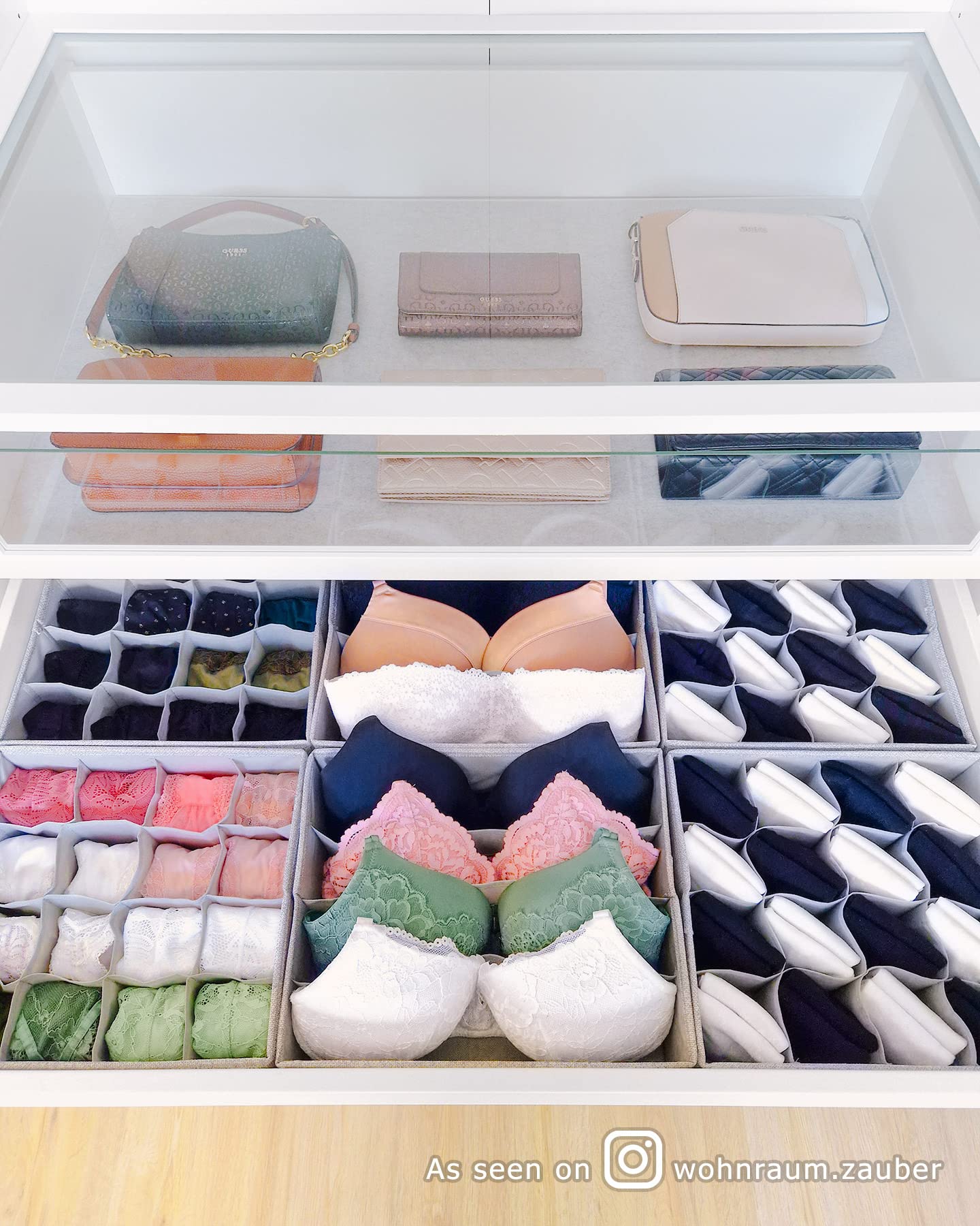 SIMPLE JOY® PAX100 Organizer für ikea Kleiderschrank; DAS ORIGINAL; passgenau; Stabiler Boden; Schubladen Ordnungssystem für Socken, BHs, Unterwäsche, Krawatten; 6er Set