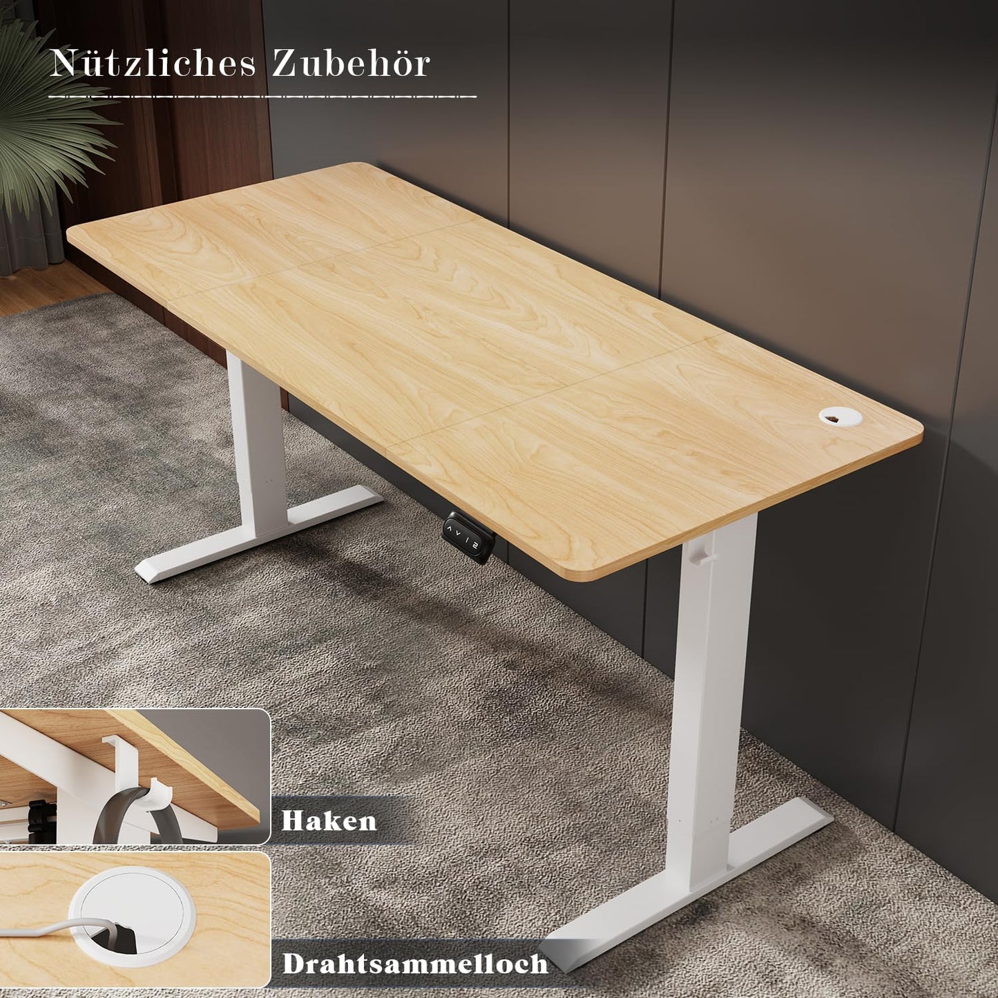 Flamaker Elektrisch Höhenverstellbarer Schreibtisch, 71–119 cm, Beige