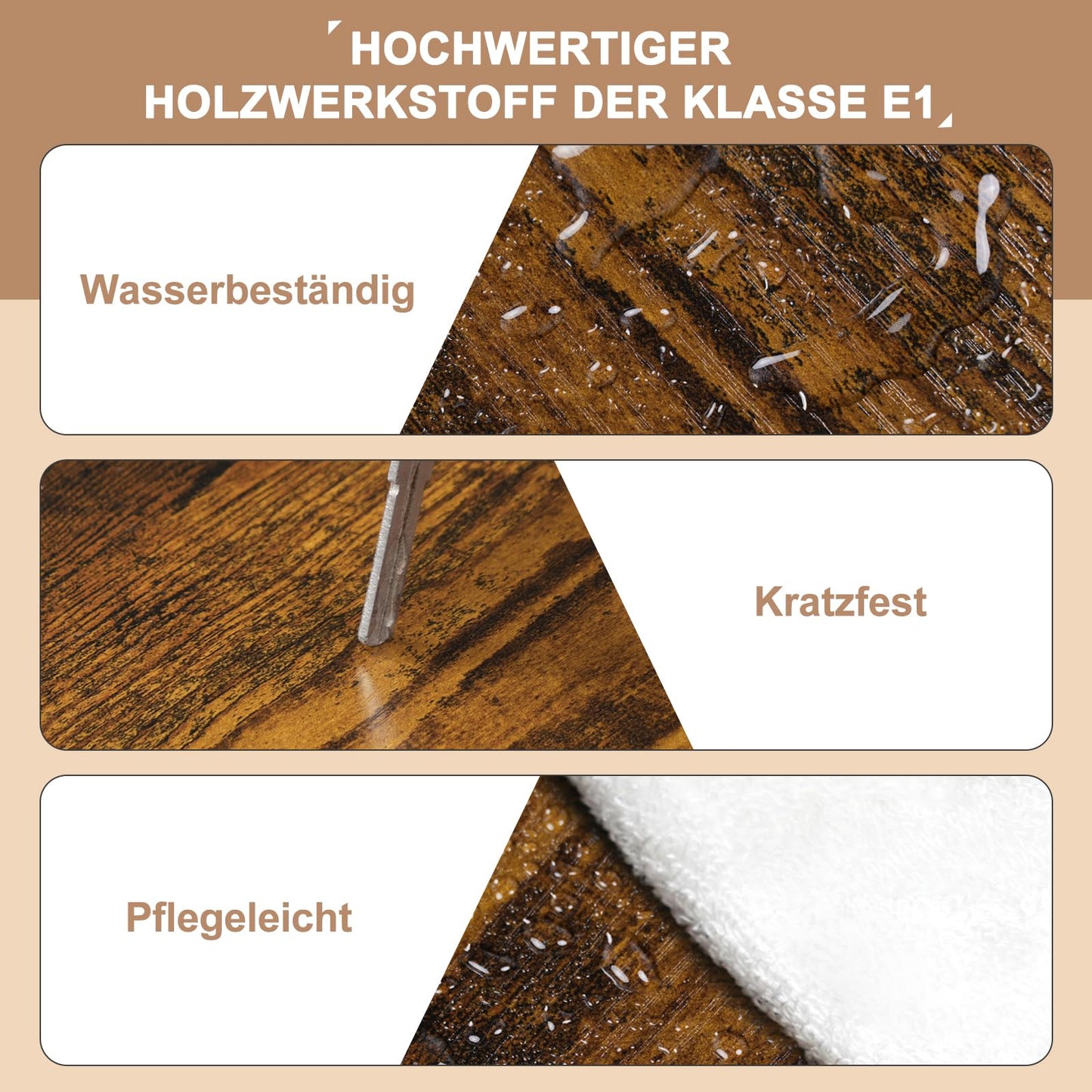 WOLTU Couchtisch rund, Beistelltisch modern, Wohnzimmertisch klein, Sofatisch mit 2 Ablagen, Wohnzimmer Tisch für Couch, Nachttisch, mit Stauraum, aus Holzwerkstoff, Rustikales Braun, BTS13vbn