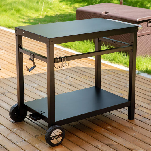 Royal Gourmet Grillwagen Grilltisch Outdoor Beistelltisch Garten Trolley Outdoorküche Multifunktioneller Arbeitstisch Werkbank für Outdoor BBQ Servierwagen Arbeitsplatte 85x50 cm