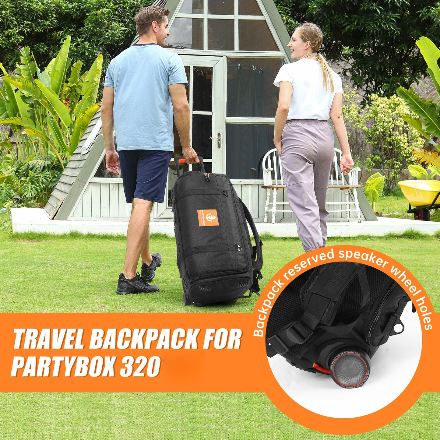 LICHIFIT Aufbewahrungstasche, tragbarer Reiserucksack für JBL PARTYBOX 320 Bluetooth-Lautsprecher, Schutzhülle, Hülle, Tragetasche, Schwarz , Kompakt