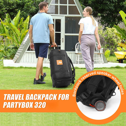LICHIFIT Aufbewahrungstasche, tragbarer Reiserucksack für JBL PARTYBOX 320 Bluetooth-Lautsprecher, Schutzhülle, Hülle, Tragetasche, Schwarz , Kompakt