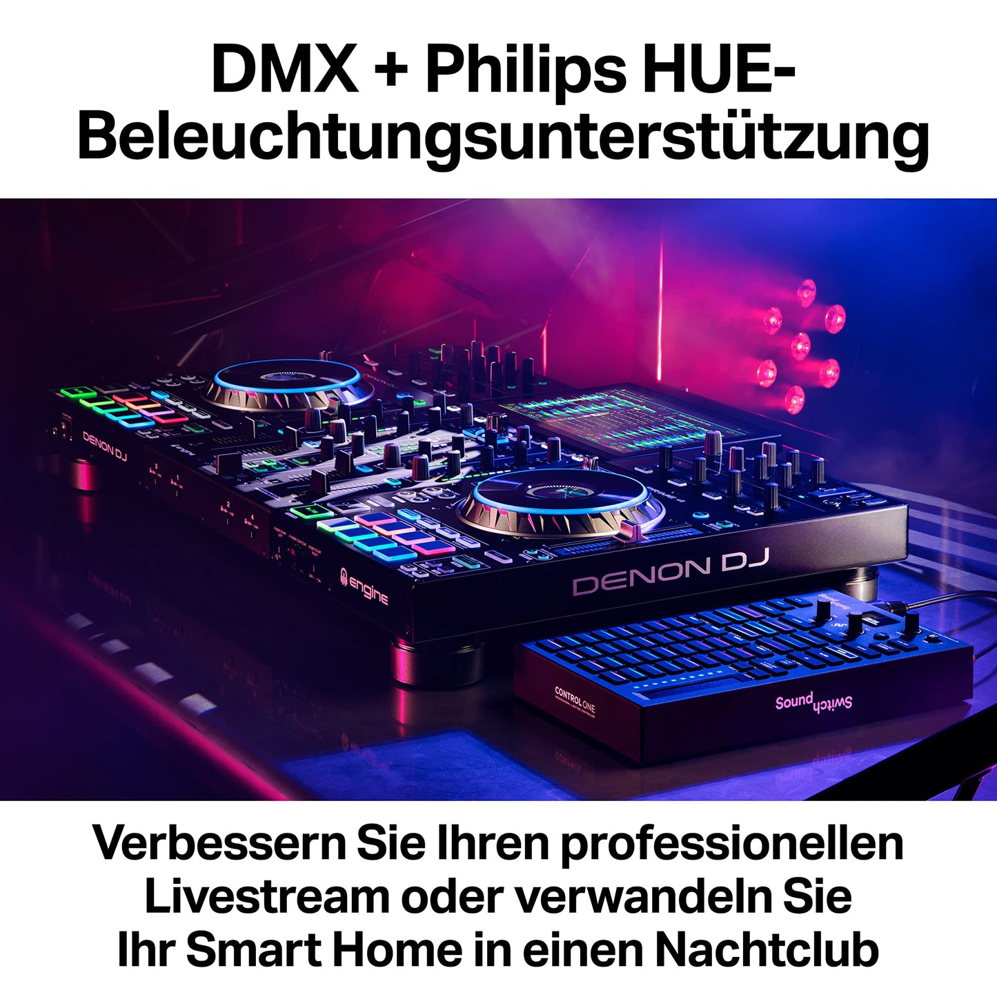 SoundSwitch Control One – Professioneller DMX DJ-Beleuchtungs-Controller mit 3 Monaten SoundSwitch Softwarezugang, DMX und Phillips Hue Support