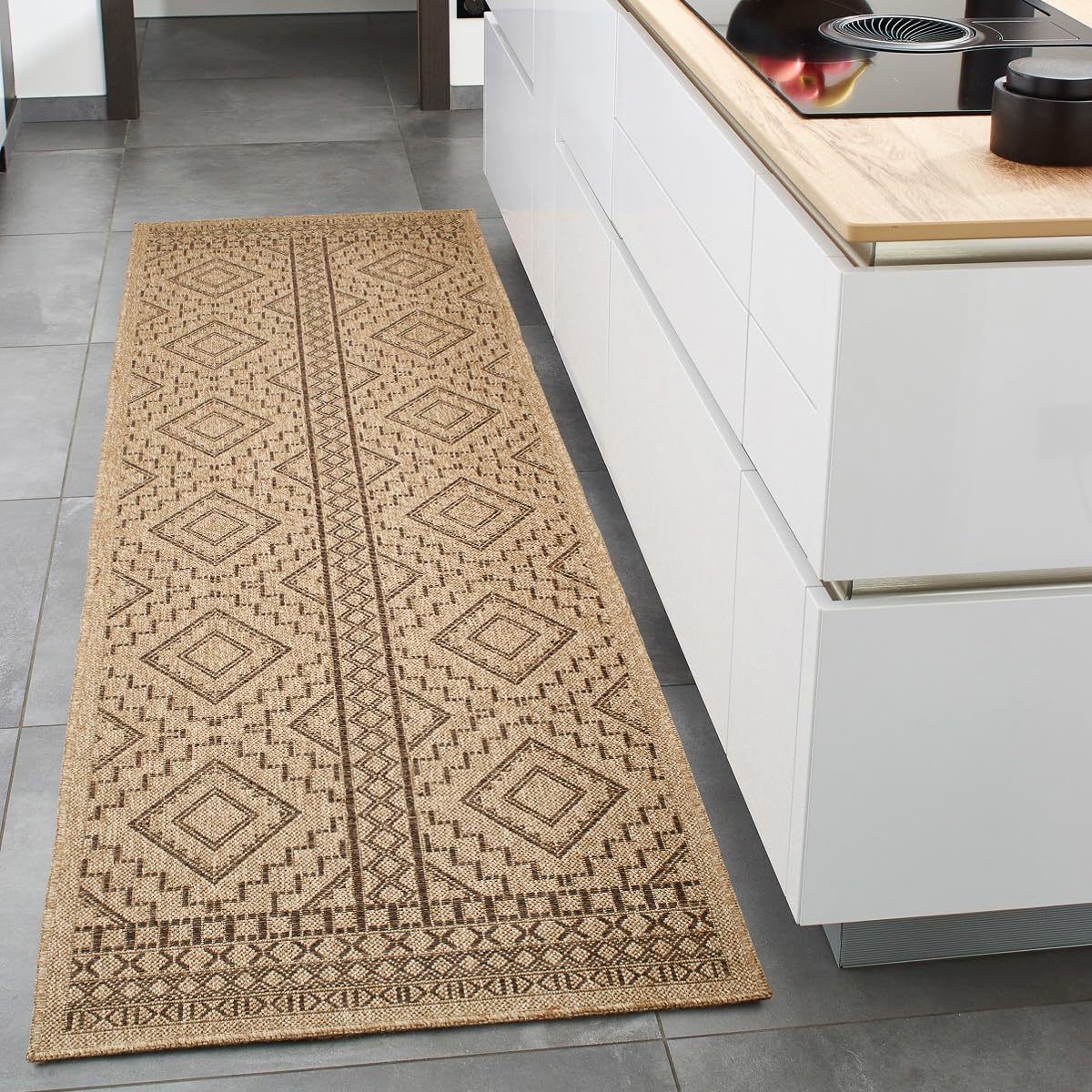 Naturteppich, Naturteppich, Böhmischer Teppich, Jute-Look, Teppich Wohnzimmer, Schlafzimmer, Flur, Außenteppich, Naturfarbe (160x230 cm, 8729 Braun)