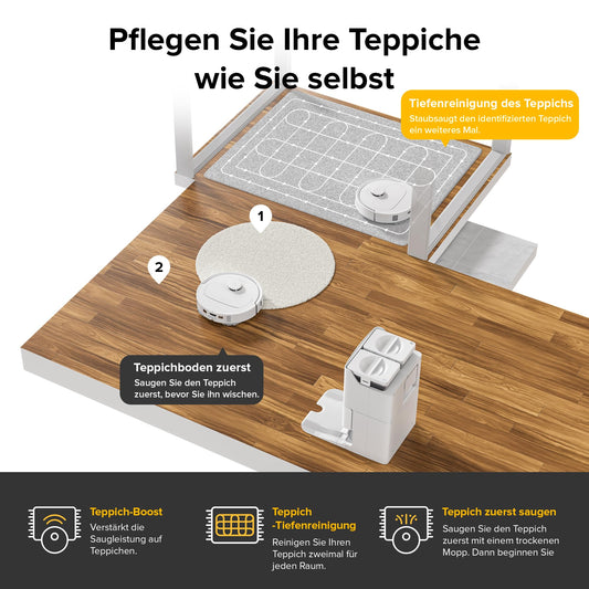 roborock QrevoS Saugroboter mit Saugleistung von 7000Pa, PreciSense® LiDAR Navigation, 45 dB(A) leises Trocknen (Weiß)