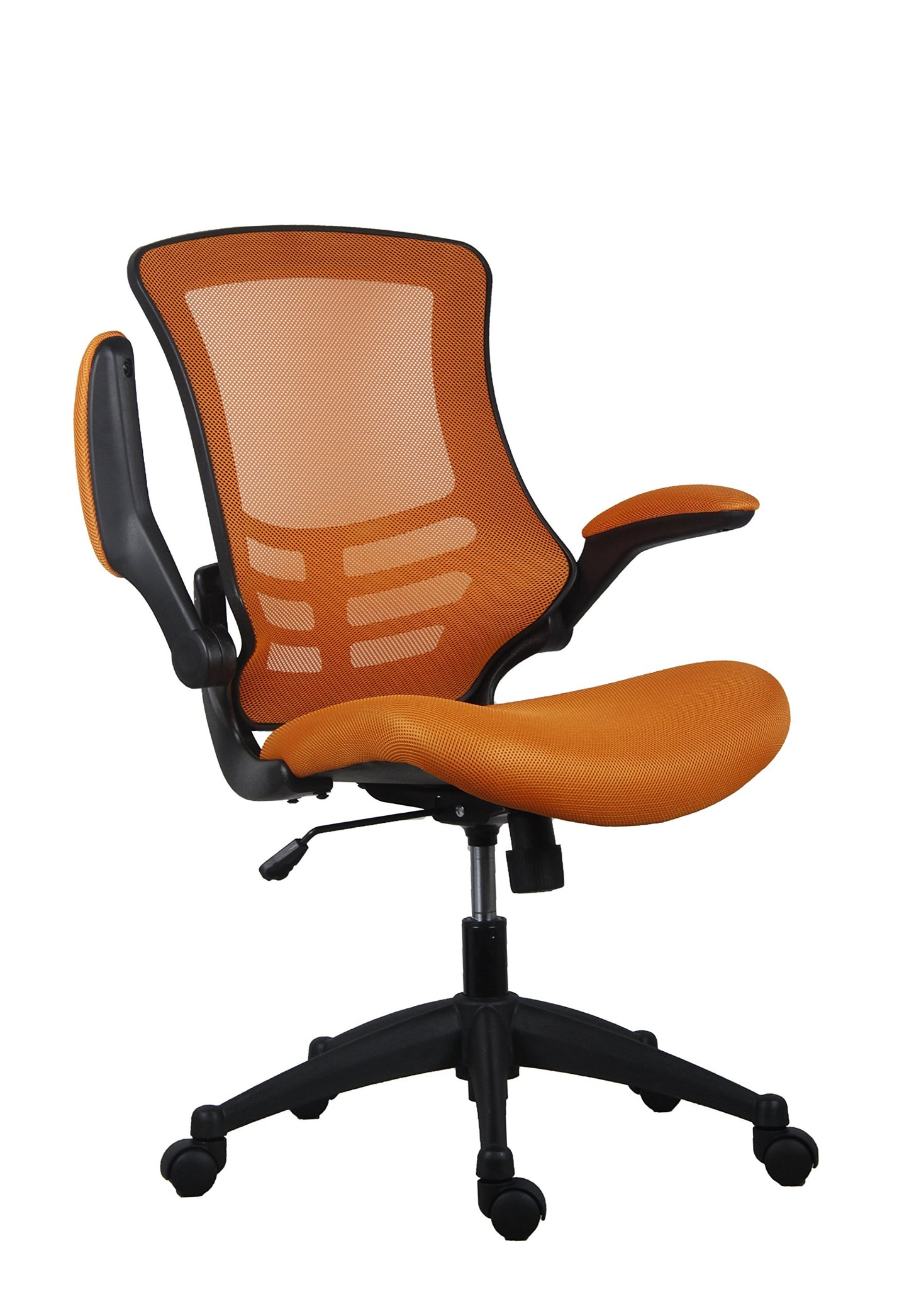 office hippo Gewebe-Operator-Bürostuhl, höhen- und kippverstellbarer ergonomischer Stuhl mit Spannungskontrolle, hochklappbare Armlehnen, für die tägliche Verwendung, bis zu 115 kg Tragkraft, Orange