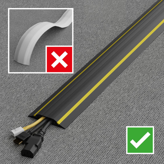 D-Line Boden Kabelbrücke FC83H mit Steckverbindung, Fussboden Kabelkana, Modular gefertigte Schlauchbrücke geeignete Boden-Kabelabdeckung, Boden-Kabelkanal 83x14mm Breit,1.8m Länge Schwarz/Gelb