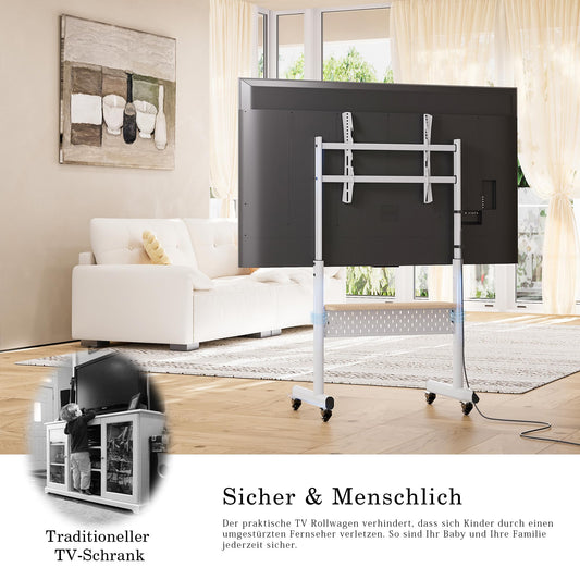 FITUEYES TV Ständer Rollbar Fernsehständer mit Rollen TV Rollwagen höhenverstellbar für 40-85 Zoll Fernseher Max 60KG VESA 600x400 mm