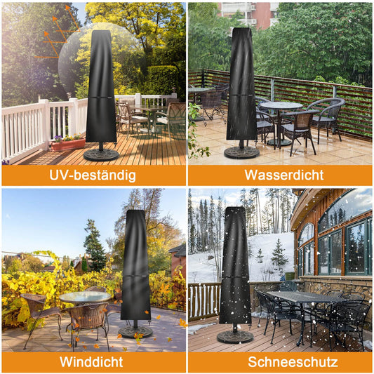 Tavaler Sonnenschirm Schutzhülle 2 bis 3 M, Sonnenschirmhülle mit Stab, 420D Oxford Gewebe Sonnenschirm Abdeckung Wetterfeste, UV-Beständiges, Winddicht und Schneesicher (196x30/50 cm)