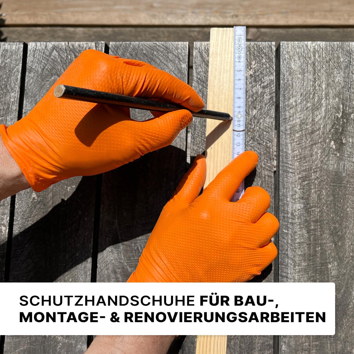 PROGRIP Einweghandschuhe Diamant Grip, Orange, Einmalhandschuhe Extra Stark, Nitrilhandschuhe Gr. L, 2x dicker, Handschuhe Einweg, Arbeitshandschuhe für Werkstatt & Montage, 500 Stück (10x50 Stk)
