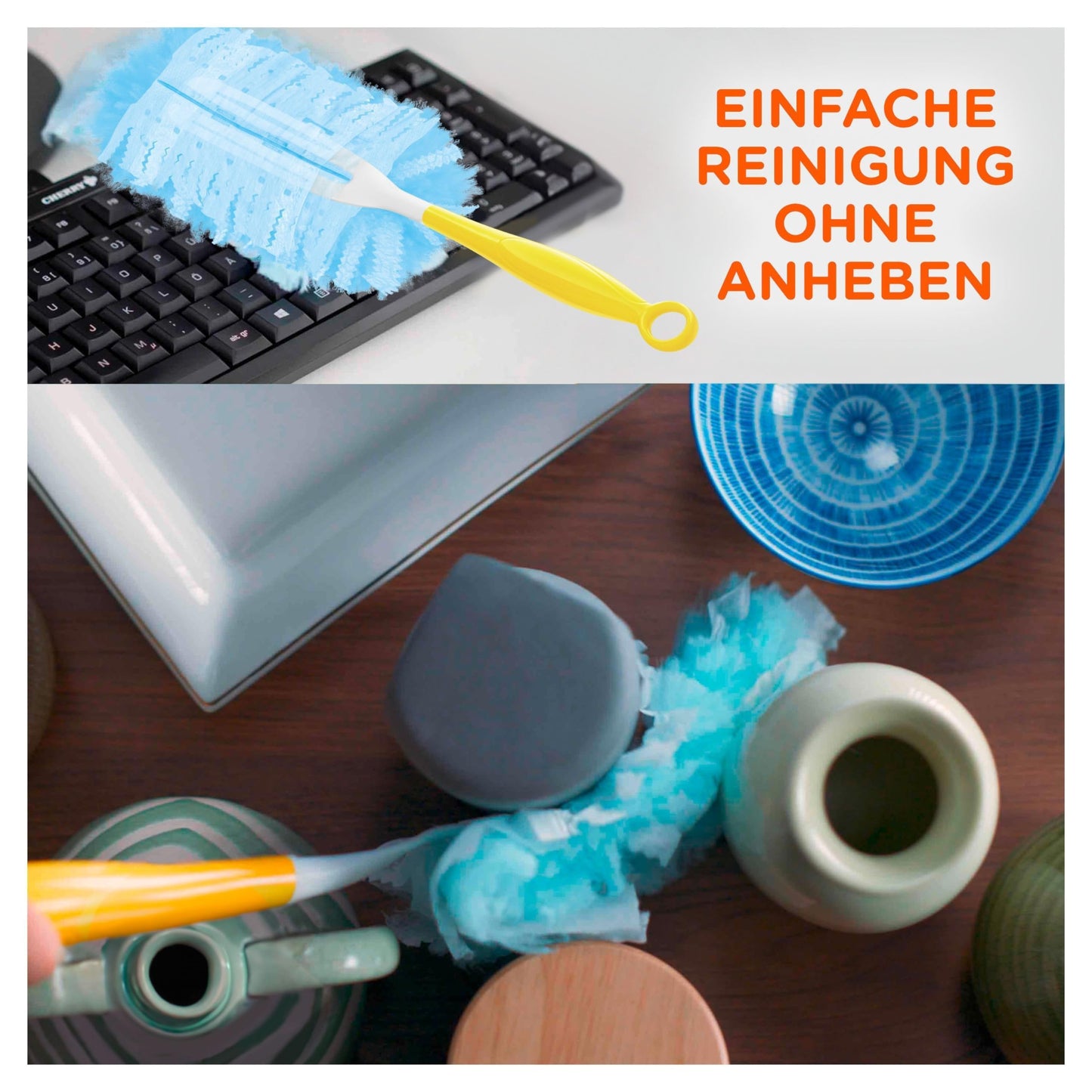 Swiffer Staubmagnet Trap & Lock Starterset (1 Staubwedel + 15 Tücher), nimmt 3x mehr Staub & Haare auf und schließt diese ein