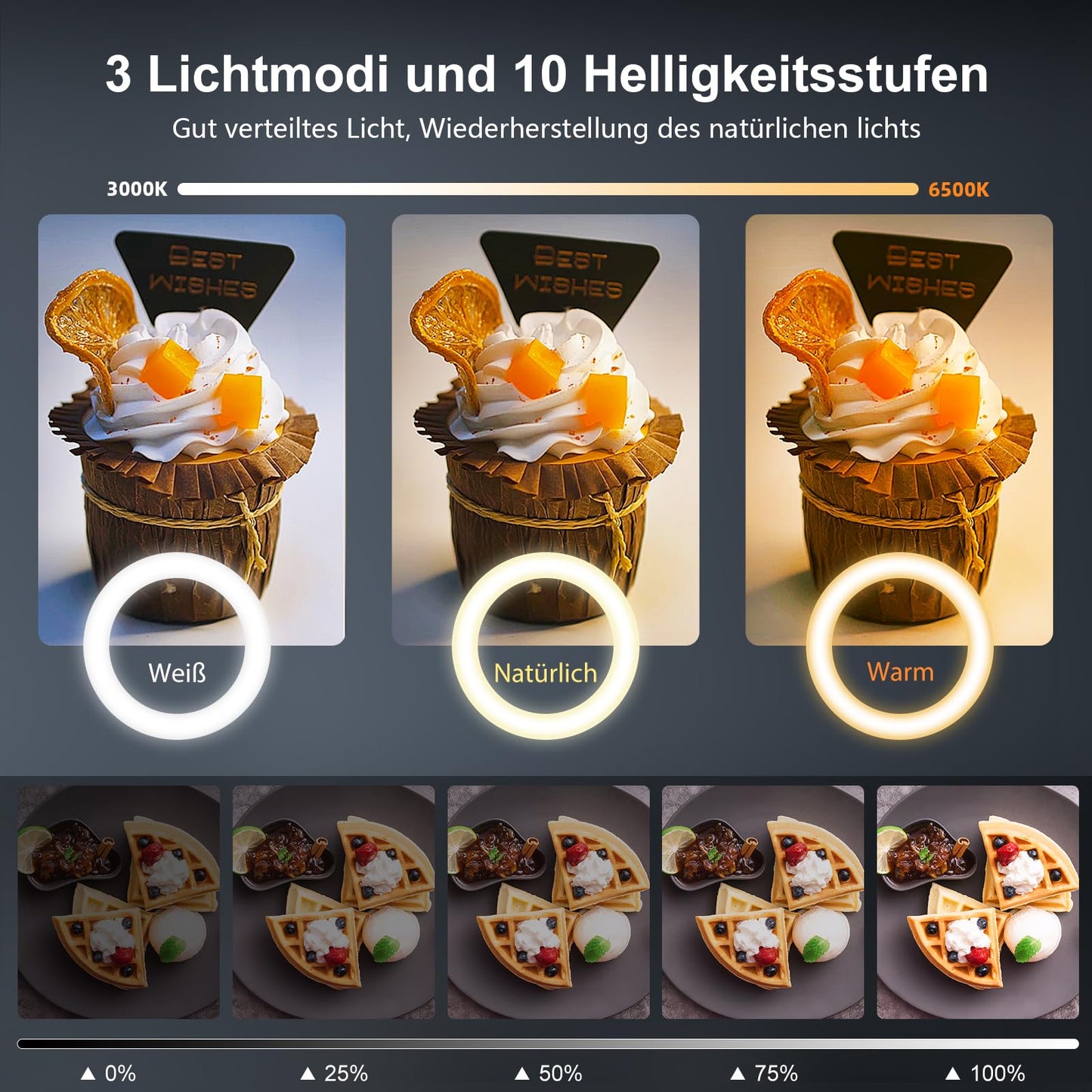 Upgrade Ringlicht Ringleuchte mit Stativ Overhead, Evershop 10” Overhead Handy Stativ mit LED Ringlicht Flexibel Lichtring Ring Light mit Fernbedienung Blitzgeräte für Tiktok YouTube Content Creator