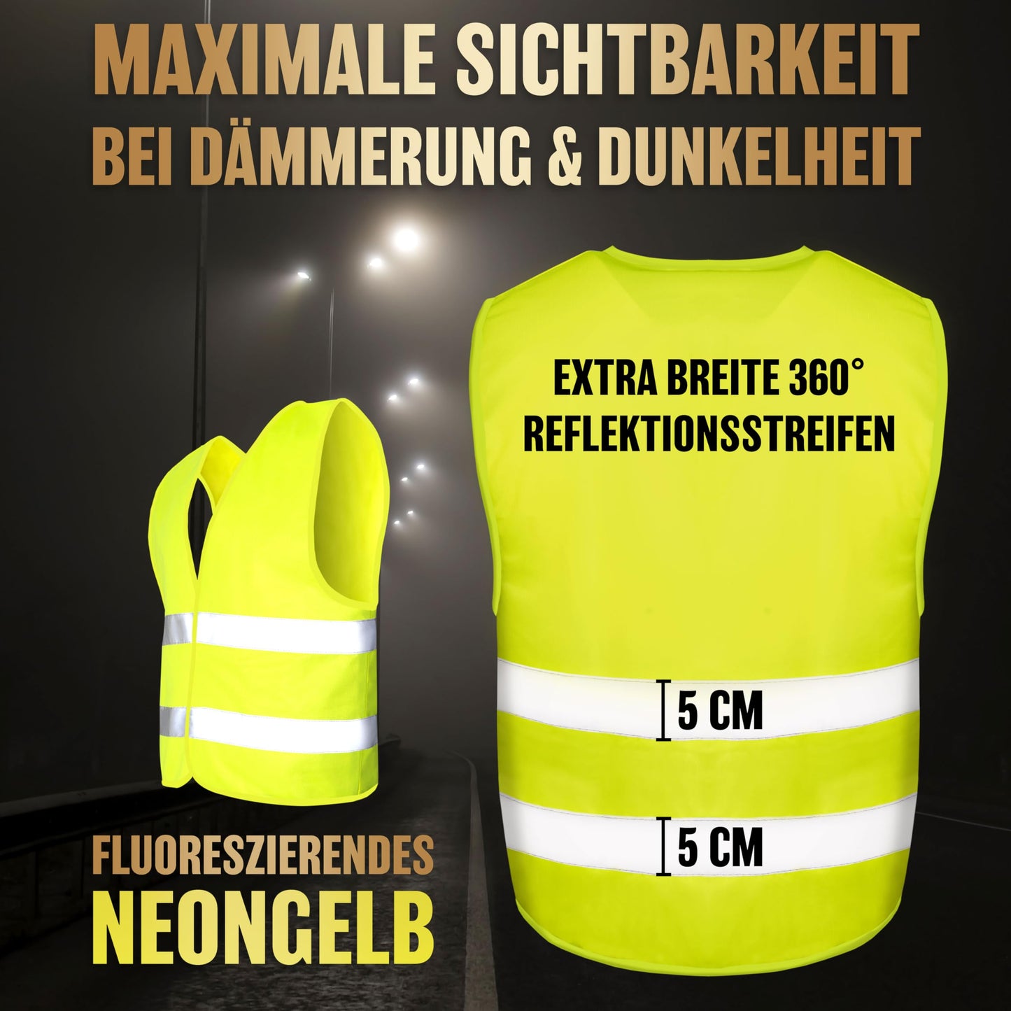 HELDENWERK Auto Warnweste 4er Set für Erwachsene europaweit einsetzbar - Reflektierende Warnwesten 2025 - PKW Sicherheitsweste, Pannenweste, KFZ Weste