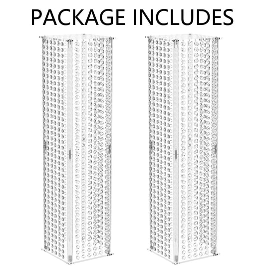 Nuptio Tafelaufsätze für Hochzeitstischvasen 2 Stück 80cm Hohe Blumenvase Kristallblumenständer für Partytischdekorationen Massenhochzeitsdekorationstisch mit Geometrischen Mittelstückständern