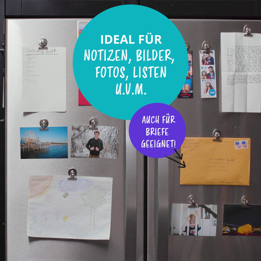 Papercode Magnete für Magnettafel, Kühlschrank, Whiteboard – 12 Starke Mini-Magnete: Schule, Haushalt, Büro – aus Edelstahl – Inkl. Notizblock