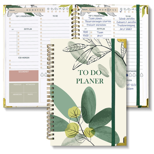 BIROYAL Tagesplaner undatiert A5 | 120-Tage To Do Planer für Aufgaben & Notizen | To Do Listen Block | Tages & Wochenplaner Spiralblock Hardcover | Perfekt für Büro & Schule | Tintenwäsche