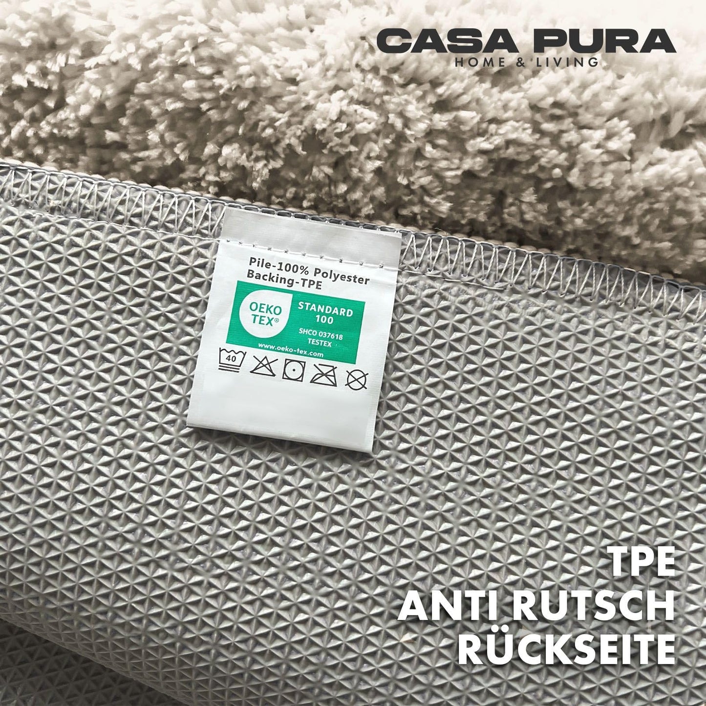 casa pura Badematte Creme weicher, Flauschiger Badezimmerteppich in Shaggy Optik, Badvorleger rutschfest waschbar - Duschvorleger, Teppich Fußmatte für Badezimmer, Dusche 50x80 cm, Ivory Sky Soft