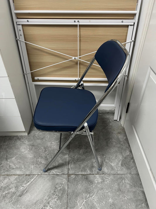 Chleby Klappstuhl 2er Set Dunkelblau – Bequemer Lederbezug mit dickem Kissen