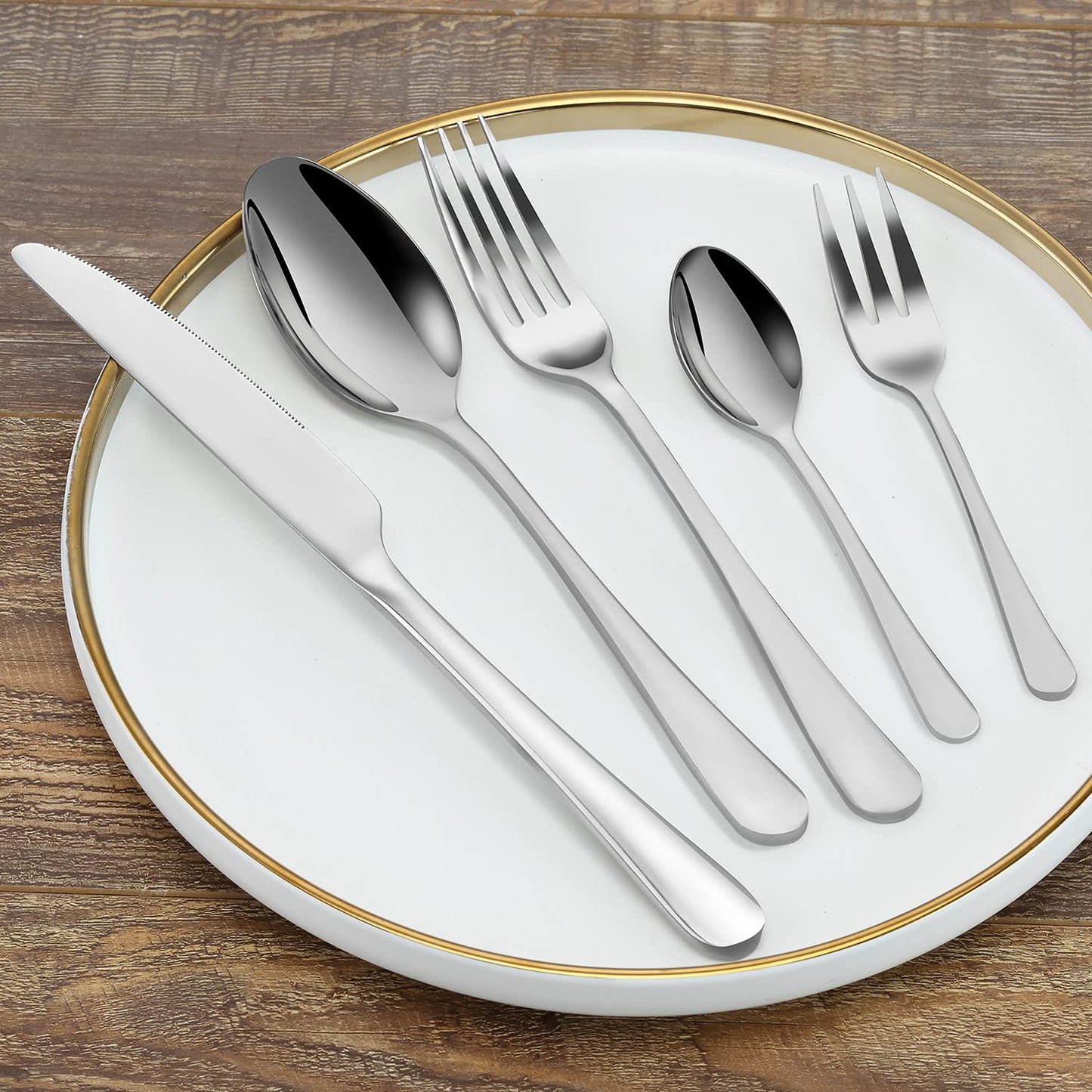 BEWOS Besteck Set für 6 Personen, 30 teilig Essbesteck Set inkl. Messer, Gabel, Löffel, Besteck Edelstahl Spiegelpoliert, Spülmaschinenfest