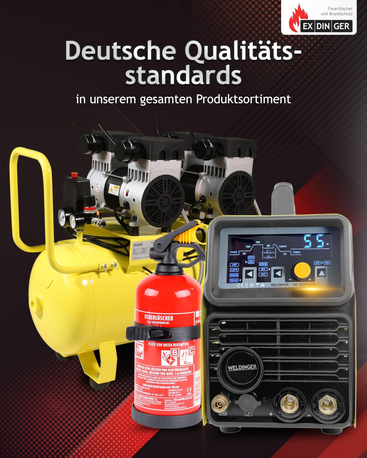 EXDINGER BC-Pulver-Autofeuerlöscher 1kg (Aufladelöscher GP-1Z BC Halterung Sicherungskeil Instandhaltungsnachweis)