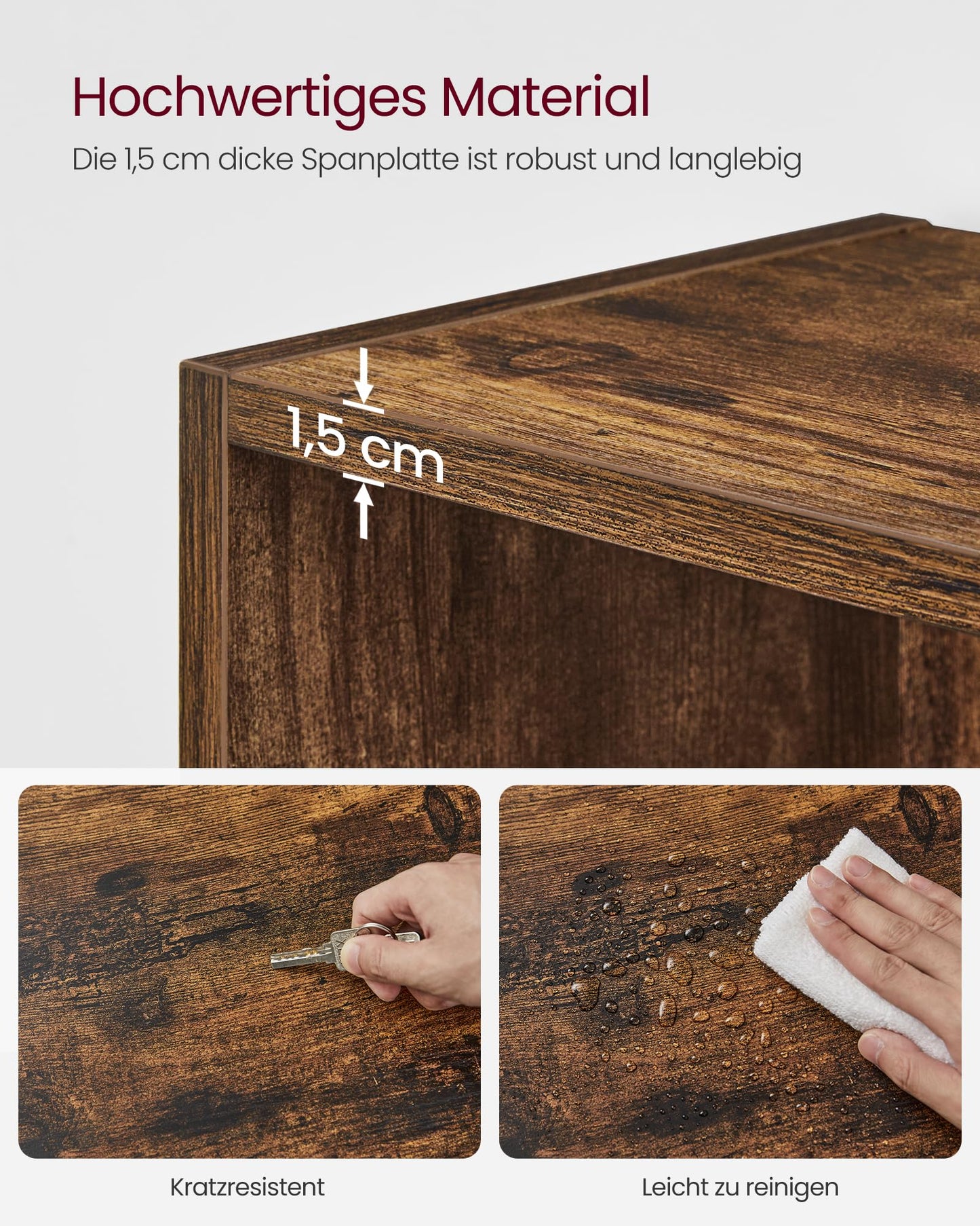 VASAGLE 6-stufiges Bücherregal, Vintagebraun