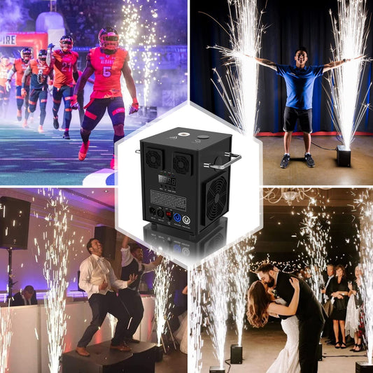 KRIDERISH Pyrotechnikmaschinen, Schwarz 2PC 530W DMX Cold Spark Maschine mit Flightcase, Fernsteuerung für Partys Halloween Weihnachten Hochzeiten Sportveranstaltungen