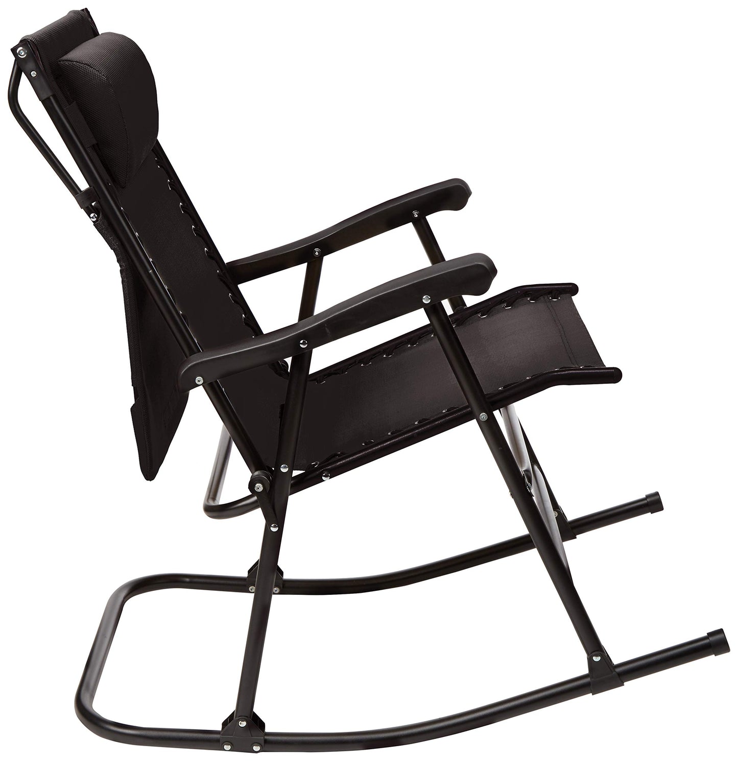 Amazon Basics - Faltbarer Schaukelstuhl mit Sonnenschutz - 98 x 95 x 66 cm, Schwarz