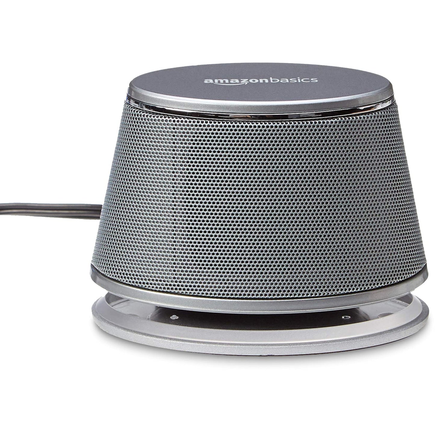 Amazon Basics Stereo-2.0-Lautsprecher für PC oder Laptop, 3,5-mm-AUX-Eingang, USB-Stromversorgung, 1 Paire, Silber