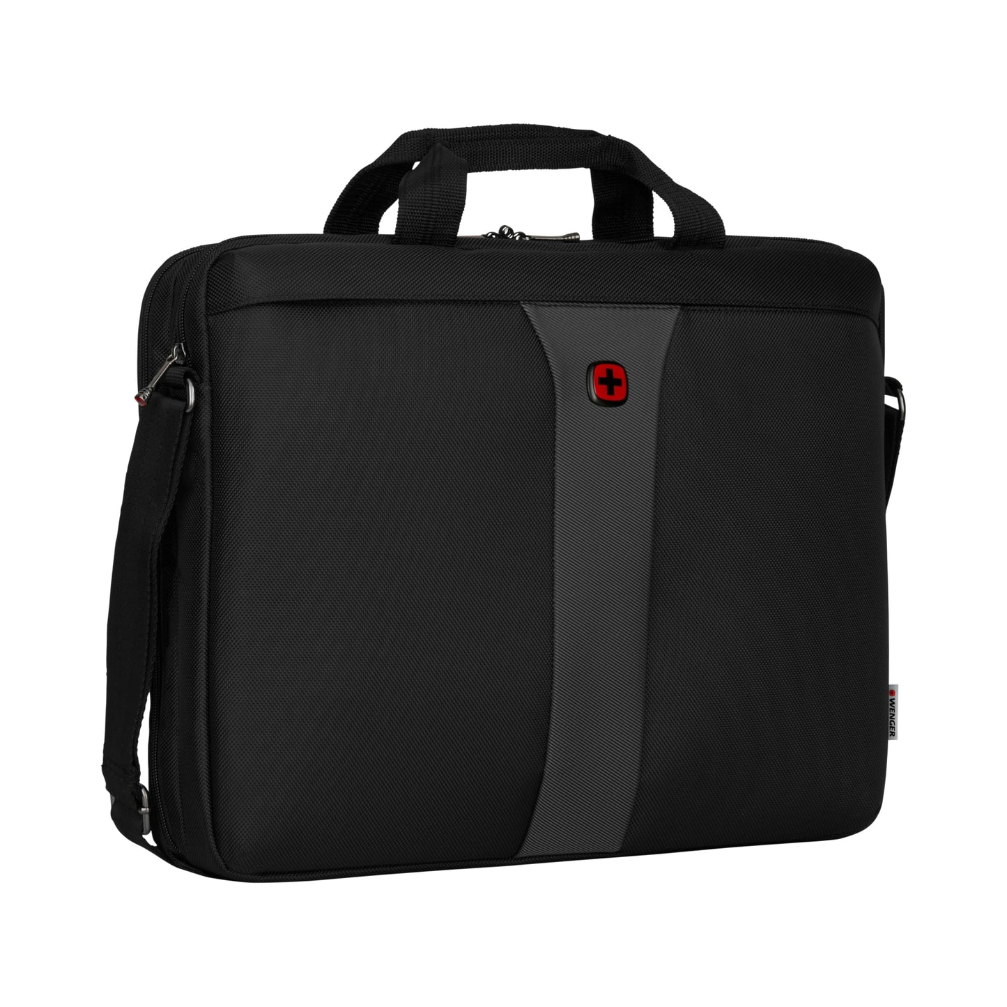 WENGER Legacy 17 Laptop-Tasche zum Umhängen, Notebook bis 17 Zoll, Aktentasche, Organizer, 12 l, Damen Herren, Büro Business-Reisen Uni, Schwarz/Grau, 600654