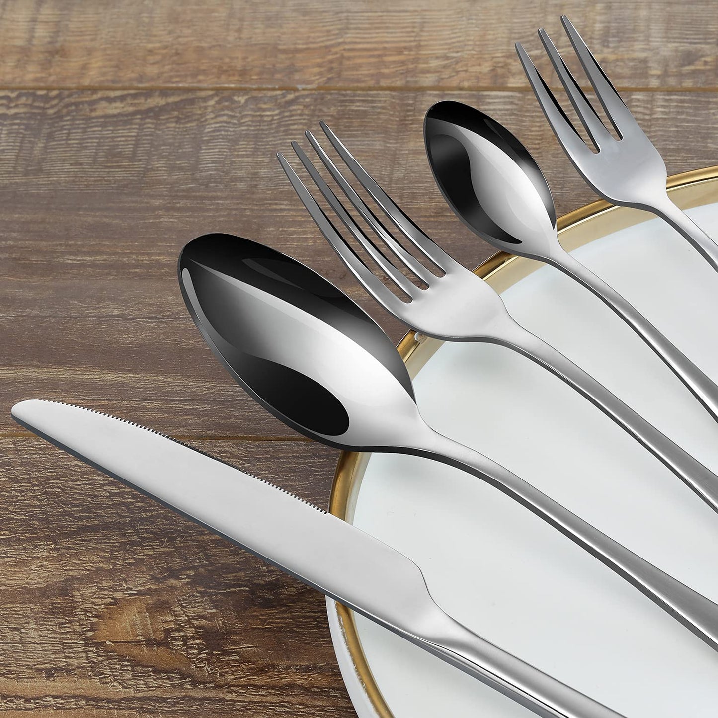 BEWOS Besteck Set für 6 Personen, 30 teilig Essbesteck Set inkl. Messer, Gabel, Löffel, Besteck Edelstahl Spiegelpoliert, Spülmaschinenfest