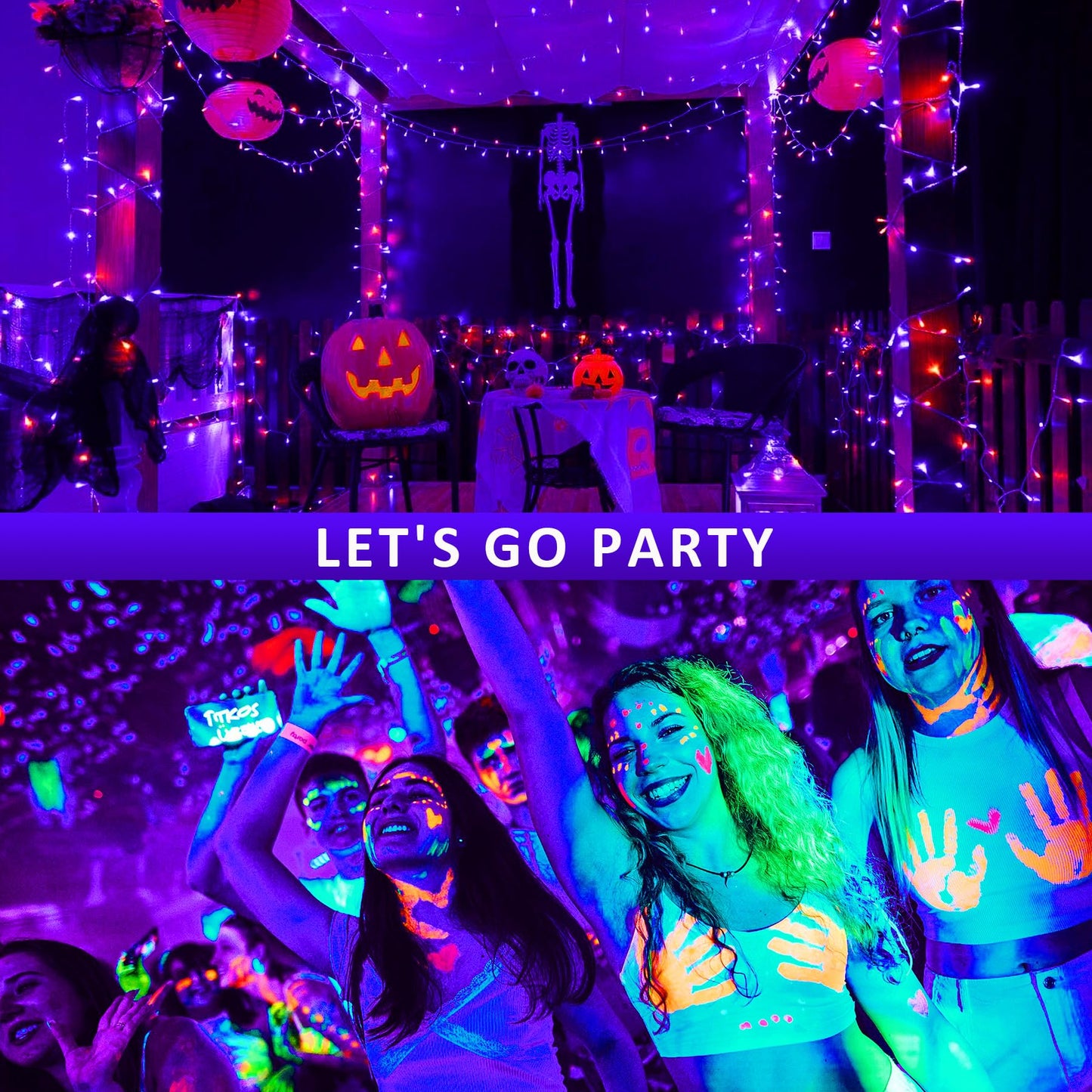 60W LED Schwarzlicht Strahler, NATPOW UV Schwarzlicht Fluter mit Stecker IP66 Wasserdicht Schwarzlichtlampe Fluoreszenz Blacklight Partylicht für Halloween Aquarium Bar Neonfarben Disco(1 pack)