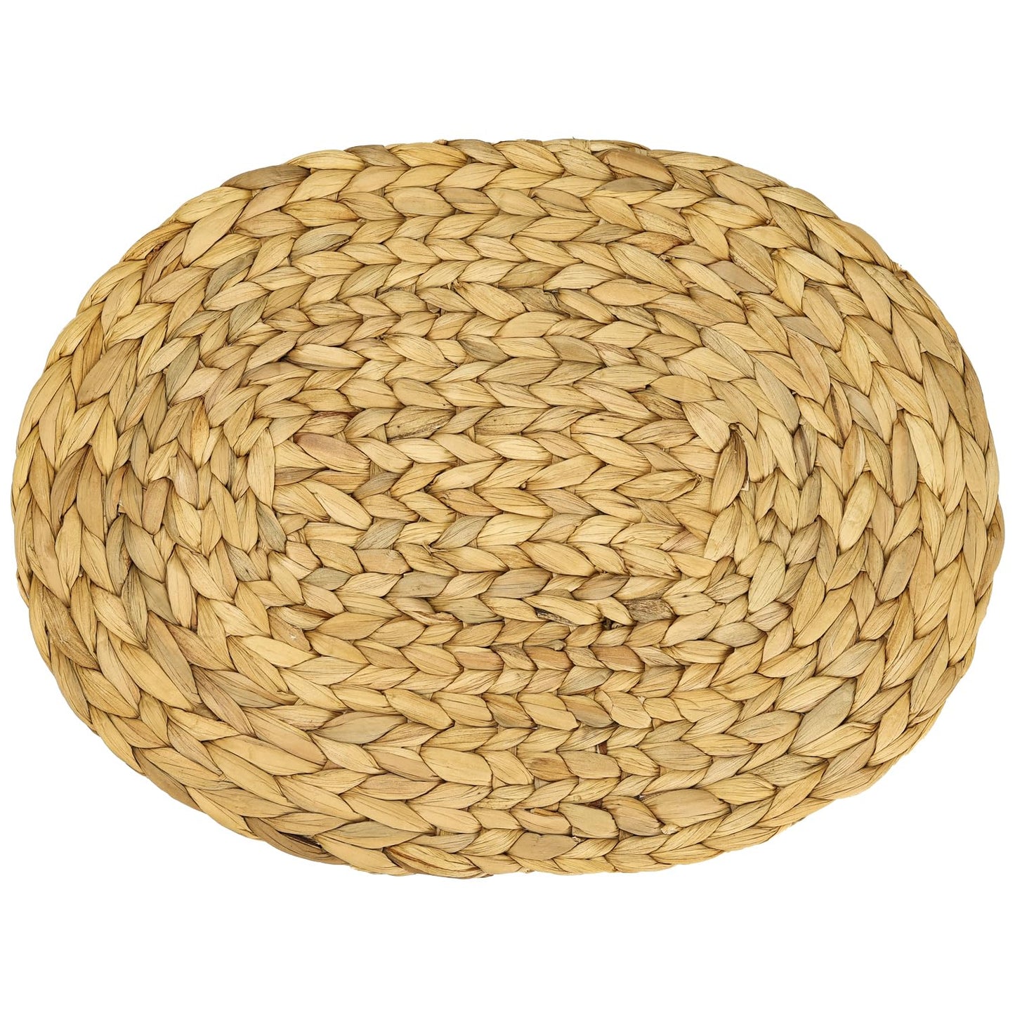 HMF Tischset oval geflochten aus Wasserhyazinthe, Platzset abwaschbar | 4er Set | 40 x 30 cm