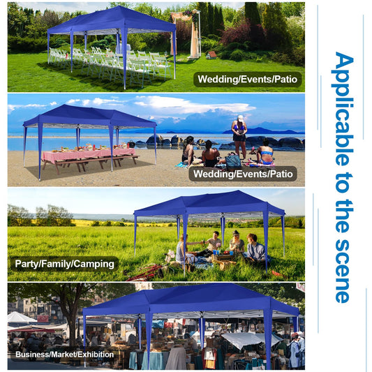 COBIZI Faltpavillon 3x6 Pavillon Wasserdicht Winterfest Pop Up Pavillon Klappbar 3x6 Zelt mit 6 Seitenwnden 3 Höhenverstellbar UV-Schutz Gardenpavillon Partyzelt für Markt, Freien Event (Navy blau)