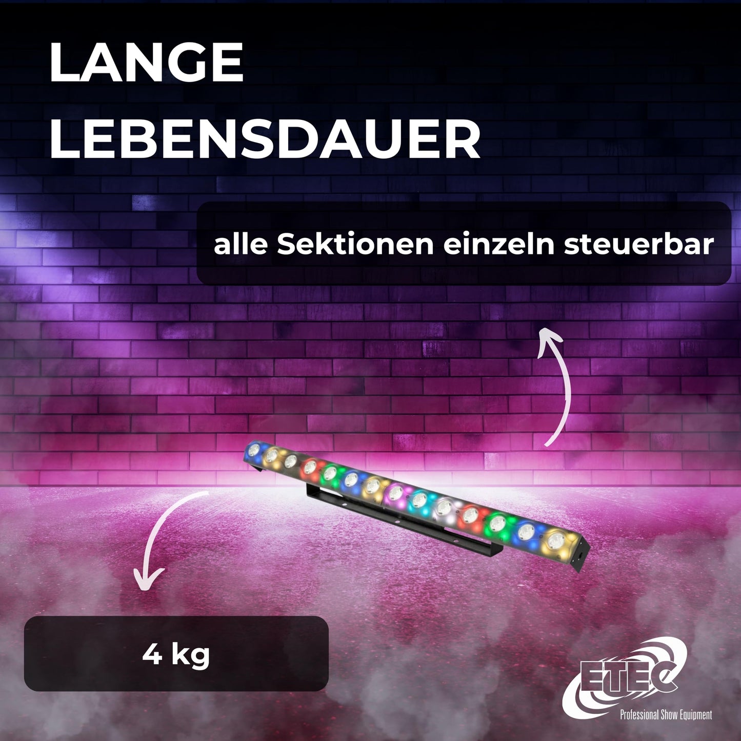 ETEC Professional LED Hybrid Bar FX-14 – Blinder, Ambient Light, Pixel Sunstrip Effekt DMX – Bühnenbeleuchtung, Party, Disco, Show, DJ