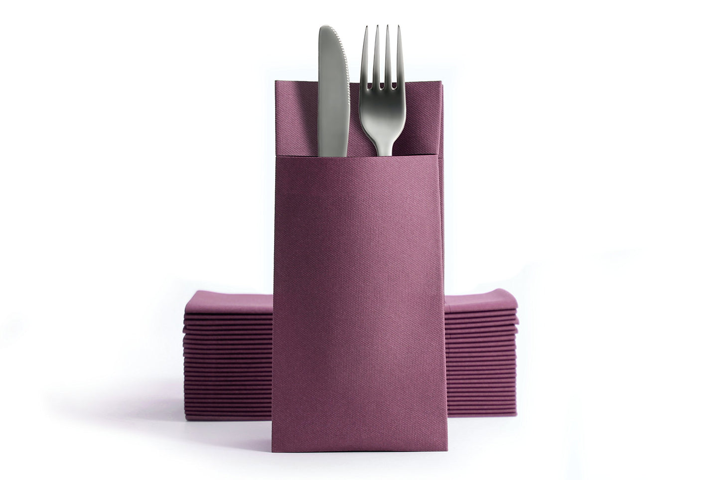 AROBA 100x Airlaid Besteckservietten (Violett, 39x40 cm) - Hochwertige Serviettentaschen - Fertig gefaltete Bestecktaschen - Stoffähnliche Airlaidservietten