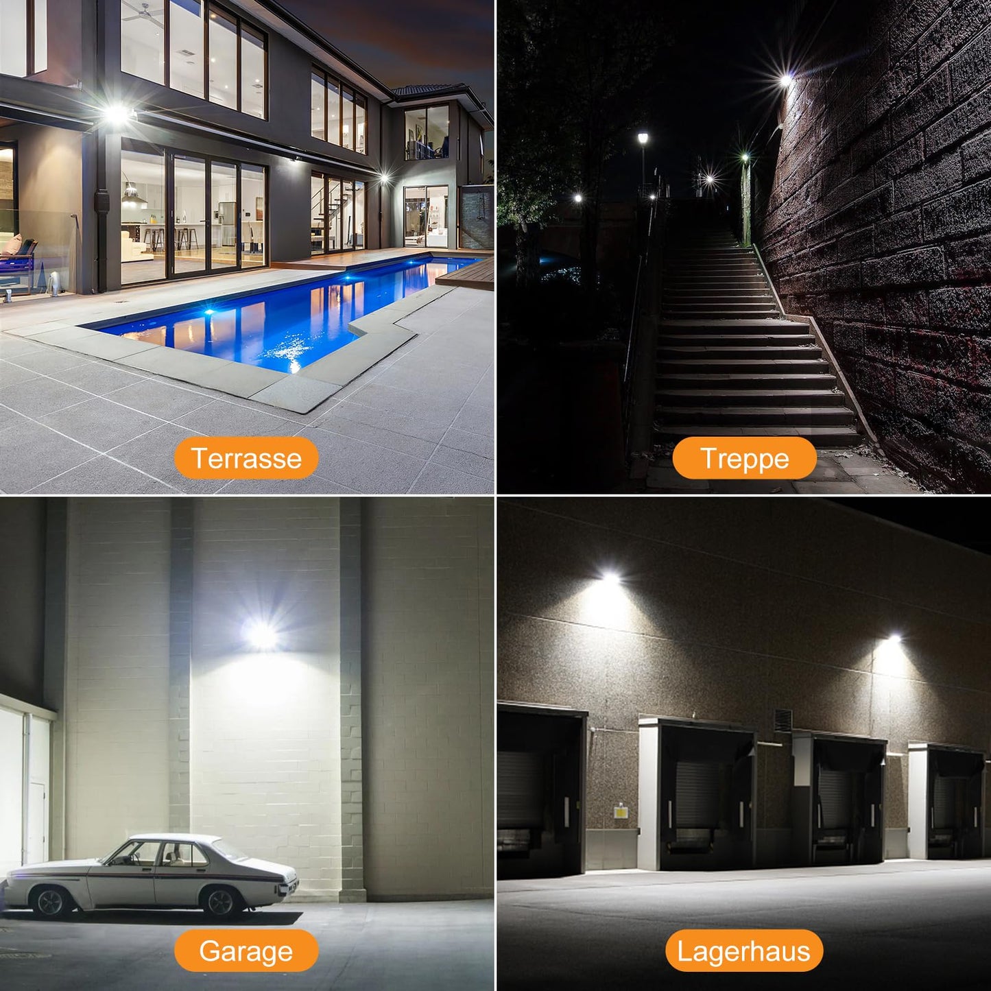 MEIKEE 60W LED Strahler mit Bewegungsmelder 5200LM 6500K Kaltweiß LED Fluter IP66 Wasserdicht Außenleuchte Scheinwerfer Licht Wandleuchte für Garten Garage Sportplatz Hinterhof